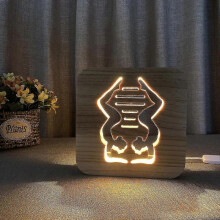 Yoga Night Light for Kids Wooden 3d Lamp Creative Wooden Lights Dcor New