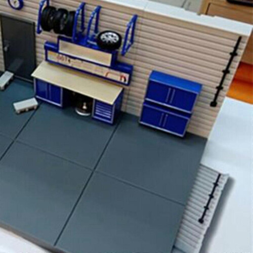 1/43 Diorama Car Garage Model Assembled Ornaments Car Parking Scene js 2