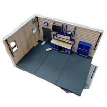 1/43 Diorama Car Garage Model Assembled Ornaments Car Parking Scene js
