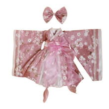1/3 SD BJD Doll Outfit Clothes Pink Improved Kimono Dress+Headwear
