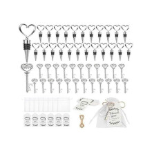 24 Pieces Key Bottle Opener and 24 Pieces Wine Cork Set,Bottle Opener Key Ring,Wedding Favours,Wedd JN