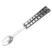 (Spoon) Butterfly Trainer Spoon Foldable Stainless Steel Butterfly Training Style Spoon Bottle Opener Flatware Utensil For Travel js