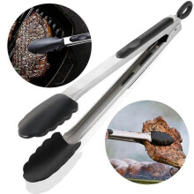 Cooking Tong 600f High Heat-resistant ilicone Tips& Stainless Steel Handle New