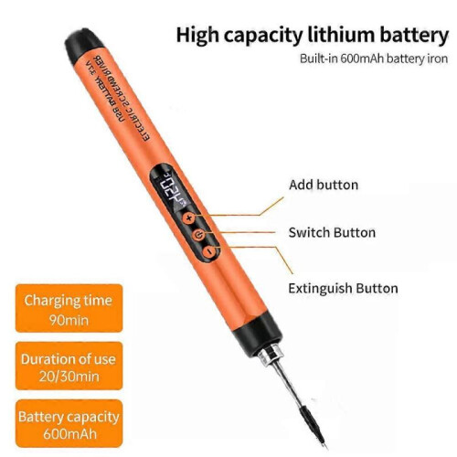 (Grey) Type-C Rechargeable Wireless Welding Tool Digital Electric Soldering Iron Kit js 1