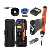 (Orange) Type-C Rechargeable Wireless Welding Tool Digital Electric Soldering Iron Kit js