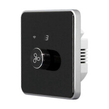 Smart Wifi Fan Switch 5 Speed Control EU Ceiling Fan Rotary/Knob Switches Tuya Remote for Alexa Home(Black) DS