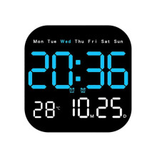 LED Square Digital Wall Clock with Remote Control, Temperature, Date & Week Display js