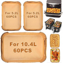 Pack of 180 Baking Paper for Hot Air Fryer Ninja AF500EU AF500EUCP, Cecotec 9000, Rectangu