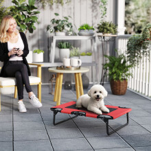 PawHut Raised Dog Bed with Breathable Mesh for S & M Dogs, Red