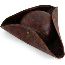 Pirate Hat for Adult - Brown Distressed Leather Colonial Style Tricorn Hat