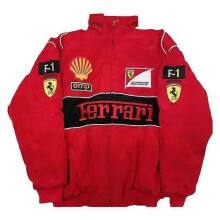 (M, Red Shell) New F1 summer thin racing suit sports jacket racing suit college style retro