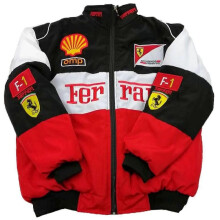 (XXL, White Shell) New F1 summer thin racing suit sports jacket racing suit college style retro