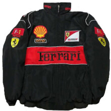 (XXL, Black Shell) New F1 summer thin racing suit sports jacket racing suit college style retro