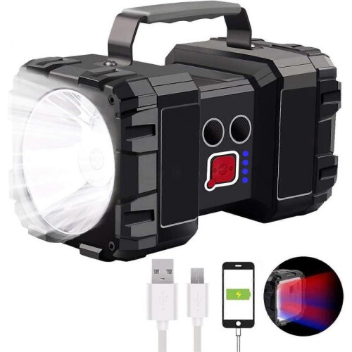 Rechargeable Spotlight Flashlight, 6000 High Lumen LED Spotlight Flashlight, 20h