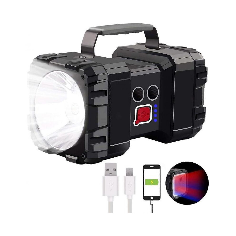 Rechargeable Spotlight Flashlight, 6000 High Lumen LED Spotlight Flashlight, 20h