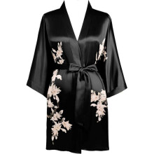 2025 Latest Model Kimono Robe Cover up Short Satin Floral Silky Kimono Blouse