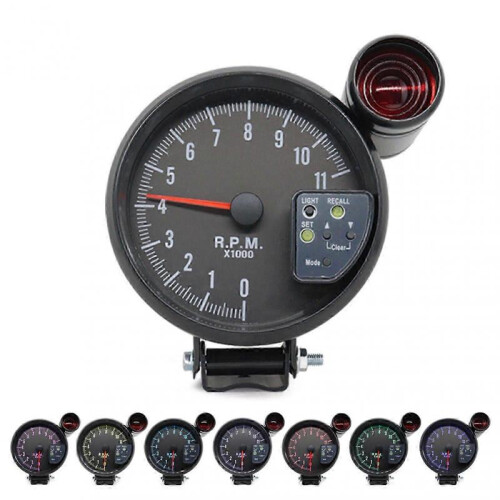high quality  5 Tachometer Gauge Black 7 Colors Backlight with Shift Light Peak 2