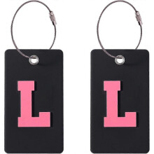 2025 High quality brand new 2 Pcs Silicone Luggage Tags with Glitter Initials