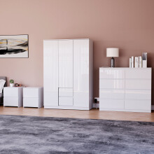 (White) Glinton 4pc Bedroom Furniture Set High Gloss (10)