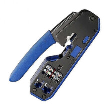 Rj45 Crimp Tool Set All-in- Stripper with 50 Pc Cat6 Pass Through Connectors 50