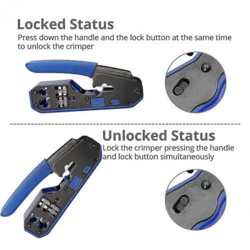 Rj45 Crimp Tool Set All-in- Stripper with 50 Pc Cat6 Pass Through Connectors 50 1