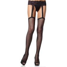 High quality brand new  Women's Fishnet Lace Stockings with Attached Garter Belt  Black Fi