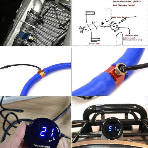 Motorcycle Water Temperature Hour Counter Meter Water Temp Adapter Engine Hours 1
