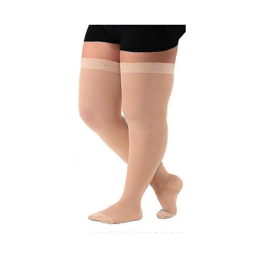 (5XL,Beige)5xl Extra Large 34-46mmhg Medical Compression Stockings For Varicose Veins Women Closed Toe Graduated Pressure Thigh High Socks_fi