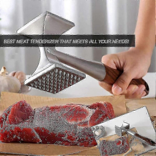 Dual-Sided Meat Tenderizer Hammer, Heavy Duty Kitchen Mallet for Steak & Chicken 2