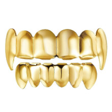 (As show, One size) Diamond Ornaments Fake Braces Golden Teeth Men Gold Teeth Set Hip- Hop Gold Tooth Hip Hop Teeth Grills