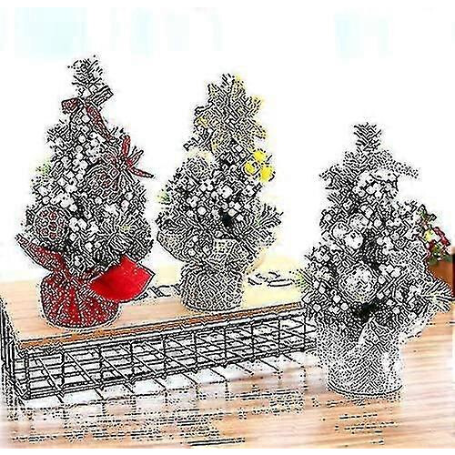 (As show, One size) 20cm Miniature Christmas Tree - Decoration, Mini Artificial Christmas Tree (Silver) 2