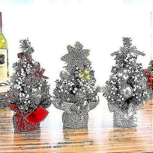 (As show, One size) 20cm Miniature Christmas Tree - Decoration, Mini Artificial Christmas Tree (Silver) 1