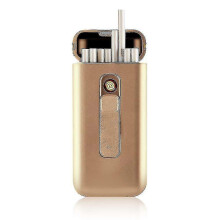 (As show, One size) Ultra-thin Black Cigarette Case - Stainless Steel Slim Box with Pu Leather Cover