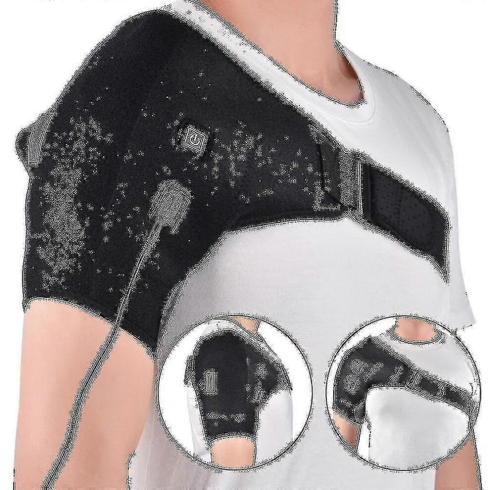 Kikidex (As Show, One Size) Heated Shoulder Brace Support Wrap | Heating Pad Support Brace For Rotator Cuff