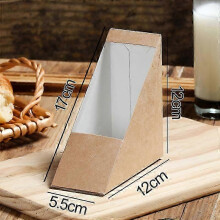 (As show, One size) 50Pcs Shop Pastry Packing Boxes Window Sandwich Boxes Triangle Baking Food Boxes