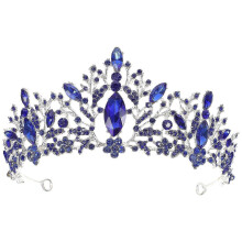 (As show, One size) Tiara Girls Baroque Bridal Headband Bridal Rhinestone Tiara Blue Crystal Halloween Crystal