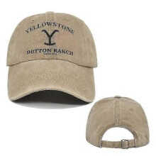 (Khaki 1) Yellowstone Dutton Ranch Vintage Baseball Cap - Distressed UV Protection Snapback Hat
