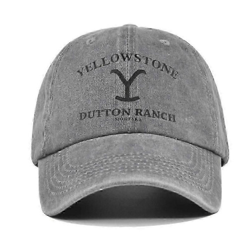 (Grey) Yellowstone Dutton Ranch Vintage Baseball Cap - Distressed UV Protection Snapback Hat 2