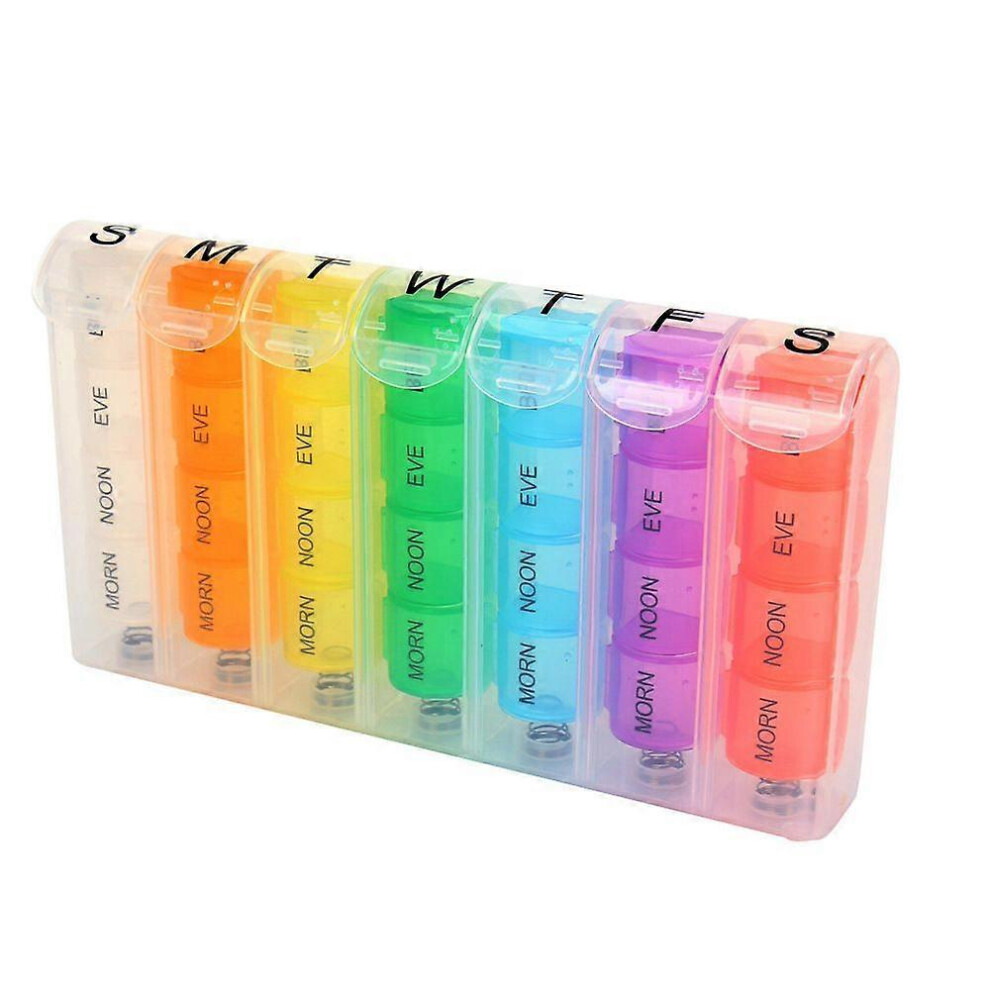 Kikidex (As Show, One Size) Weekly Pill Box, 4 Daily Compartments, Travel-Sized 7-Day Pill Organizer For Medication