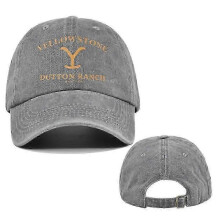 (Grey) Yellowstone Dutton Ranch Vintage Baseball Cap - Distressed UV Protection Snapback Hat