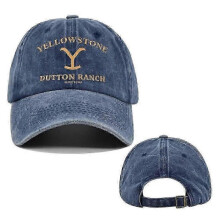 (Navy) Yellowstone Dutton Ranch Vintage Baseball Cap - Distressed UV Protection Snapback Hat