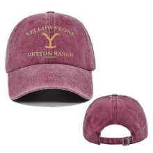 (Wine 1) Yellowstone Dutton Ranch Vintage Baseball Cap - Distressed UV Protection Snapback Hat