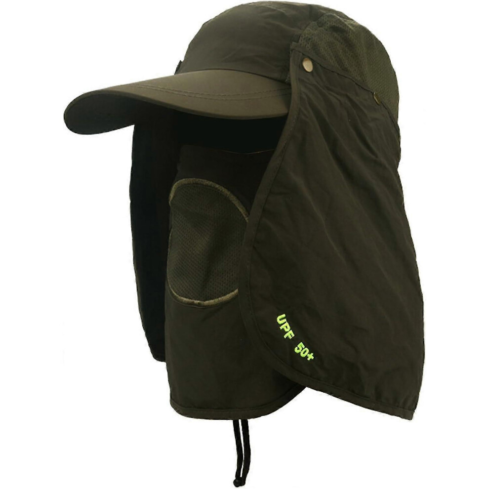 (Army Green, One size) Unisex Outdoor Sun Hat - Folding Legionnaire Cap with Flap, Fully Sun Protection, Adjustable Breathable Baseball Cap-image-OPC-PHJK5TJ-NEW
