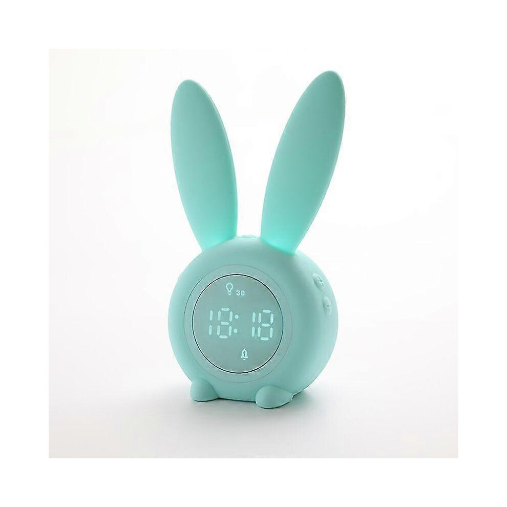 (As Show, One Size) Rechargeable Rabbit Alarm Clock With Led For Childrens Bedrooms (Green) Light/Green Kikidex