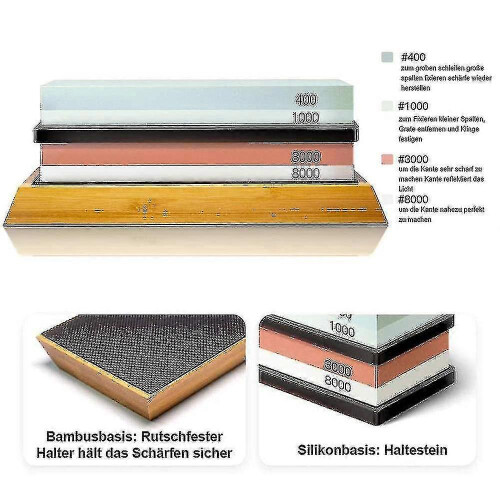 (As show, One size) Sharpening Stone with Angle Guide | Non-slip Bamboo Base | High-Quality Grit for Precision 2