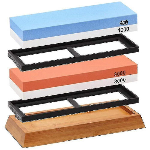 (As show, One size) Sharpening Stone with Angle Guide | Non-slip Bamboo Base | High-Quality Grit for Precision 1