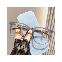 (+350, Matte Blue) Wood Grain Printing Large Frame Anti Blue Reading Glasses 0.0,+4.0 New