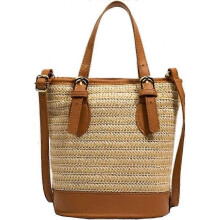 (Brown) Women Straw Bag Summer Beach Bag Cute Handwoven Hobo Handbag Adjustable Crossbody Bag Vacation Bag Basket Purse 2023