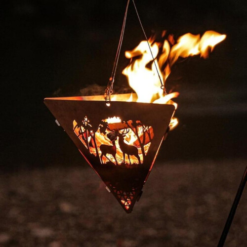 Triangle Hanging Furnace Bonfire Campfire Pit Camping Wood Stove Stand Frame Pit 1