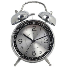 (silvery) Loud Alarm Clock For Heavy Sleepers Adults, Silent Non-ticking Quartz With Backlight,twin Bell